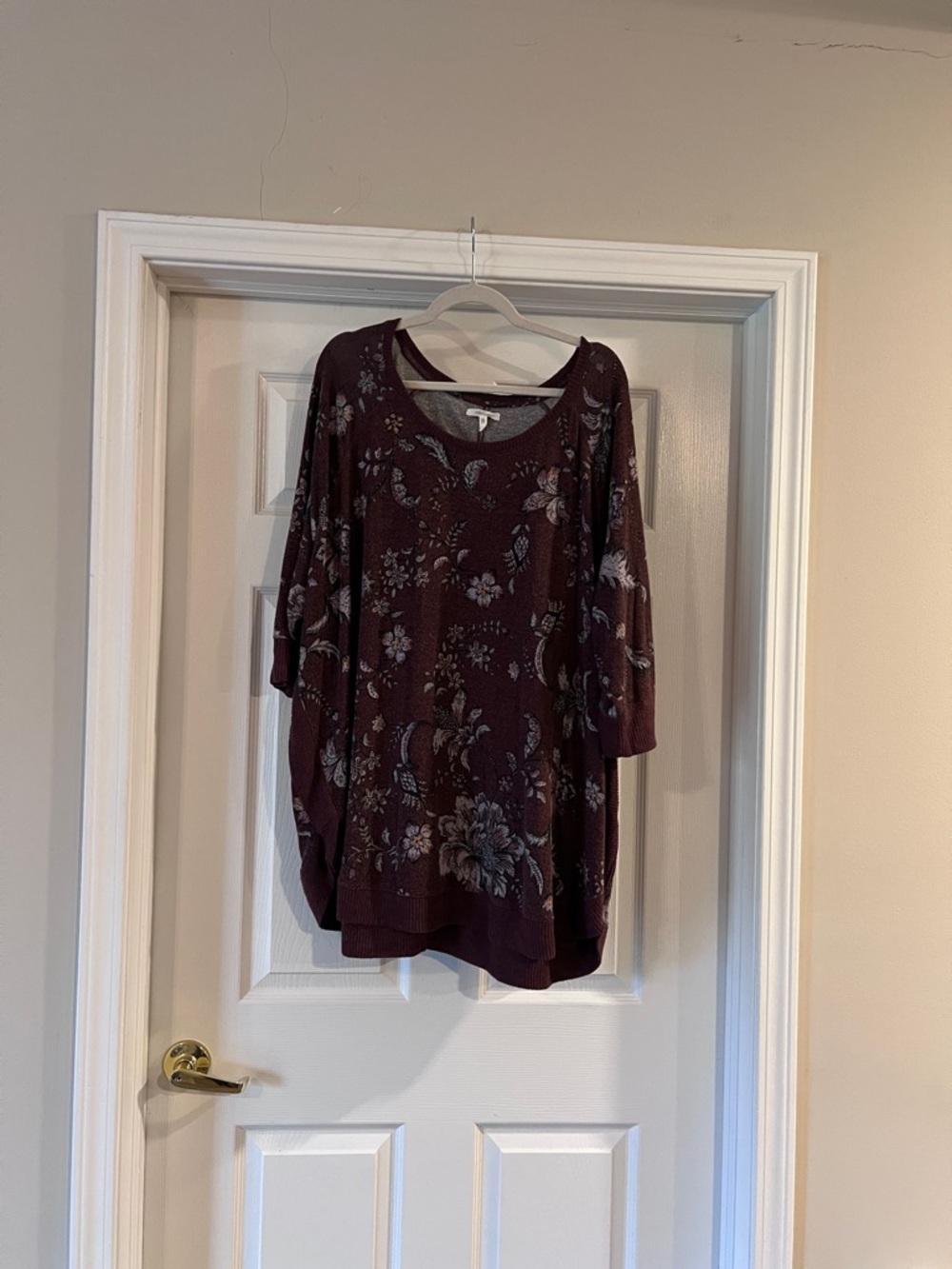 Maurices Wine Floral Scoop Neck Tunic